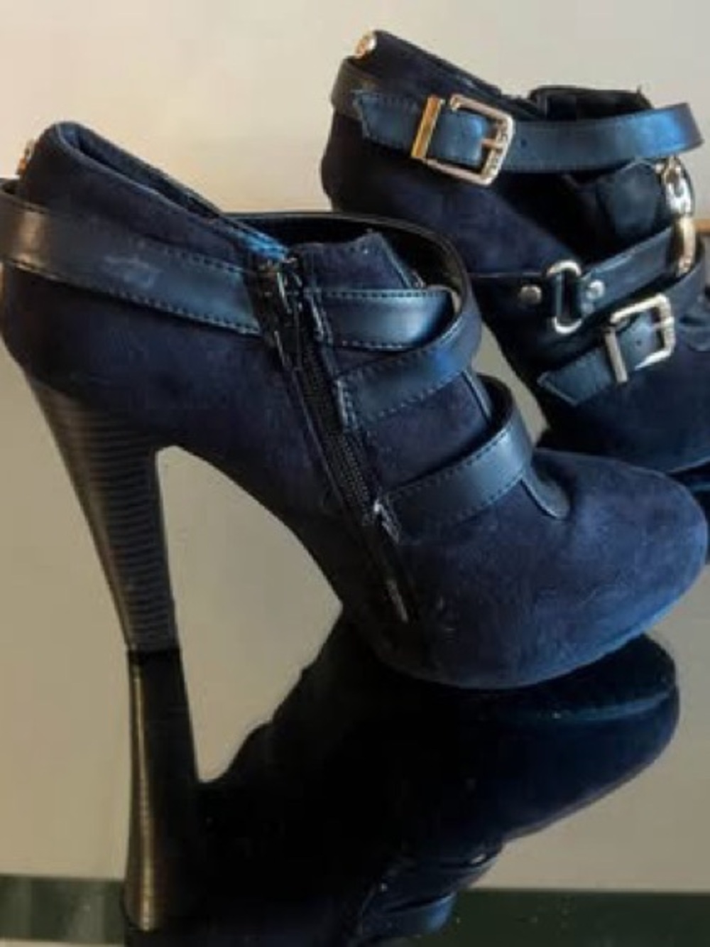 Women’s GUESS Black Strappy High Heel Booties